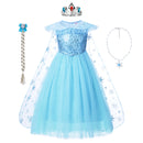 Frozen Girls Elsa Cosplay Dress Fancy Costume Girl Snow Queen Halloween Birthday Party Children Princess Clothes Cloak Disney