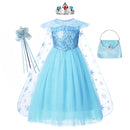 Frozen Girls Elsa Cosplay Dress Fancy Costume Girl Snow Queen Halloween Birthday Party Children Princess Clothes Cloak Disney