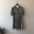 Vestido floral de verano para mujer, cintura alta, cuello en V, manga hubble-bubble, vestidos 3077 #