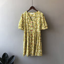 Vestido floral de verano para mujer, cintura alta, cuello en V, manga hubble-bubble, vestidos 3077 #