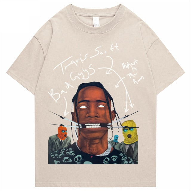 Camiseta de gran tamaño Travis Scott AstroWorld Tour para hombre y mujer, camisetas con estampado de letras 1:1, ropa informal estilo hip hop, camiseta ASTROWORLD de kanye west