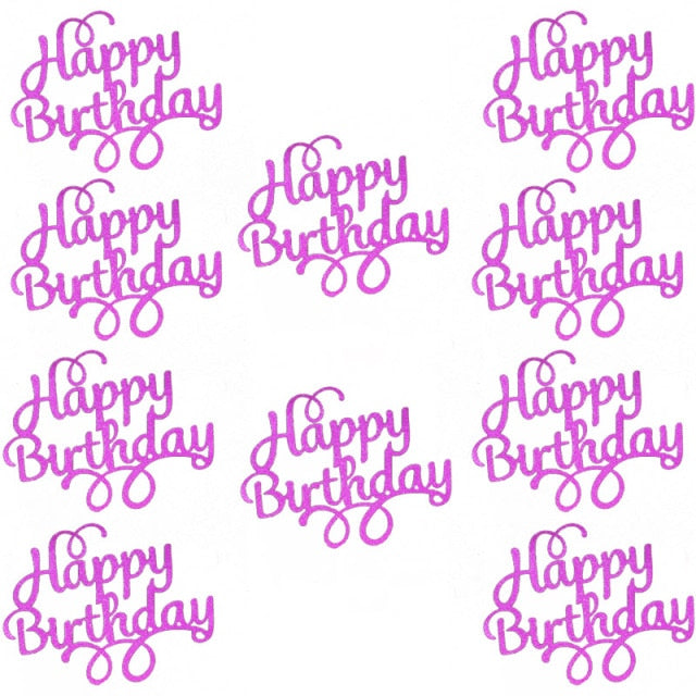 10pcs Gittler Happy Birthday Cake Topper Bling Sparkle Decoration Sign Happy Birthday Cake Topper Girl`s Birthday Dessert Decor