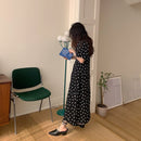 CMAZ 2021 Summer Long Polka Dot Casual Dresses Black White O-Neck Sundress Vacation Elegant Boho Party Clothes 58031#