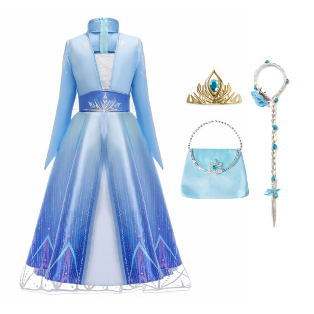 Frozen Girls Dress Elsa 2 Cosplay Costume Kids Fancy Children Gowns Princess  Vestidos Infantil Snow Queen Disney