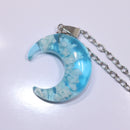 Chic Transparent Resin Rould Ball Moon Pendant Necklace Women Blue Sky White Cloud Chain Necklace Fashion Jewelry Gifts for Girl