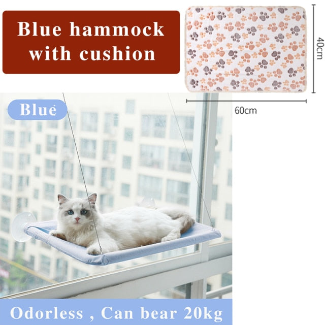 Hamaca para gatos, bonitas camas colgantes, cómodo asiento soleado, montaje en ventana, producto para mascotas, estante suave para mascotas, suministros, rodamiento desmontable de 20kg