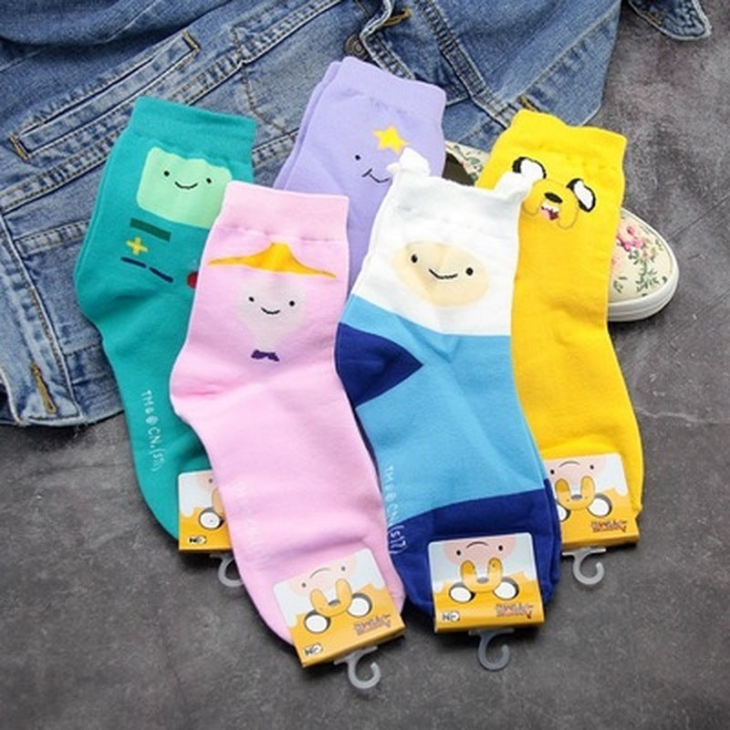 Summer Cute Adventure Time Women Cotton Socks Cartoon Casual All-Match Ladies Breathable Ankle Skarpetki Sokken Calcetines