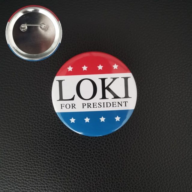 Loki para insignia de presidente película de superhéroe Cosplay broche acrílico alfileres accesorios