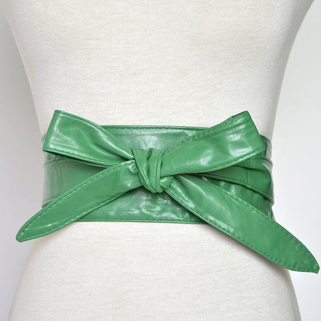 Frauen Schnürgürtel New Bowknot Gürtel für Frauen Längere Breite Bindung Bund Krawatten Schleife Damen Kleid Dekoration Mode Pu 2020 Erwachsene