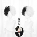 Cruella De Vil Kuila Half Black Half A Hundred Small Short Curly Cos Wig Wig Caps for Making Wigs  Danganronpa