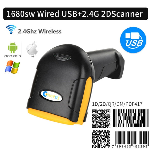 1D&2D  Supermarket Handhel  Barcode Bar  Code Scanner  Reader QR   PDF417 Bluetooth 2.4G Wireless &Wired USB Platform