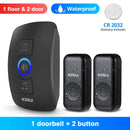 KERUI M525 Wireless Waterproof Doorbell Smart Home Security Welcome Chime Kit Door Bell Alarm LED Light Outdoor Button Battery