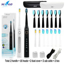 Seago Sonic Electric Toothbrush SG-507 Adult Timer Brush 5 Modes USB Charger Rechargeable Tooth Brushes Replacement Heads Set