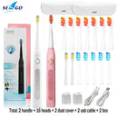 Seago Sonic Electric Toothbrush SG-507 Adult Timer Brush 5 Modes USB Charger Rechargeable Tooth Brushes Replacement Heads Set