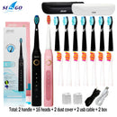 Seago Sonic Electric Toothbrush SG-507 Adult Timer Brush 5 Modes USB Charger Rechargeable Tooth Brushes Replacement Heads Set