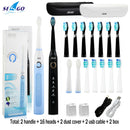 Seago Sonic Electric Toothbrush SG-507 Adult Timer Brush 5 Modes USB Charger Rechargeable Tooth Brushes Replacement Heads Set