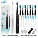 Seago Sonic Electric Toothbrush SG-507 Adult Timer Brush 5 Modes USB Charger Rechargeable Tooth Brushes Replacement Heads Set