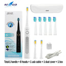 Seago Sonic Electric Toothbrush SG-507 Adult Timer Brush 5 Modes USB Charger Rechargeable Tooth Brushes Replacement Heads Set