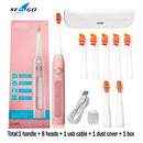 Seago Sonic Electric Toothbrush SG-507 Adult Timer Brush 5 Modes USB Charger Rechargeable Tooth Brushes Replacement Heads Set