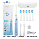 Seago Sonic Electric Toothbrush SG-507 Adult Timer Brush 5 Modes USB Charger Rechargeable Tooth Brushes Replacement Heads Set