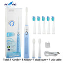 Seago Sonic Electric Toothbrush SG-507 Adult Timer Brush 5 Modes USB Charger Rechargeable Tooth Brushes Replacement Heads Set