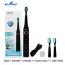 Seago Sonic Electric Toothbrush SG-507 Adult Timer Brush 5 Modes USB Charger Rechargeable Tooth Brushes Replacement Heads Set