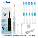 Seago Sonic Electric Toothbrush SG-507 Adult Timer Brush 5 Modes USB Charger Rechargeable Tooth Brushes Replacement Heads Set