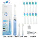 Seago Sonic Electric Toothbrush SG-507 Adult Timer Brush 5 Modes USB Charger Rechargeable Tooth Brushes Replacement Heads Set