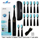 Seago Sonic Electric Toothbrush SG-507 Adult Timer Brush 5 Modes USB Charger Rechargeable Tooth Brushes Replacement Heads Set