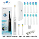 Seago Sonic Electric Toothbrush SG-507 Adult Timer Brush 5 Modes USB Charger Rechargeable Tooth Brushes Replacement Heads Set