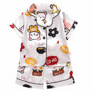 LJW Children's pajamas set Baby suit Kids Clothes Toddler Boys Girls Ice silk satin Tops Pants Set home Wear Kids pajamas