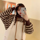 Striped Japanese Style Gentle Sweater Fried Street Salt Lace-up Wear Two-Piece Suit Suspender Dress for Women Autumn and Winter