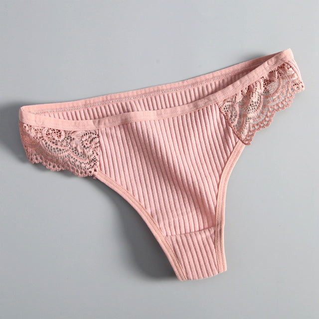 1 unids/set bragas G-String señoras Sexy bragas señoras Tanga ropa interior Color sólido cómodo borde de encaje bragas Lingeri