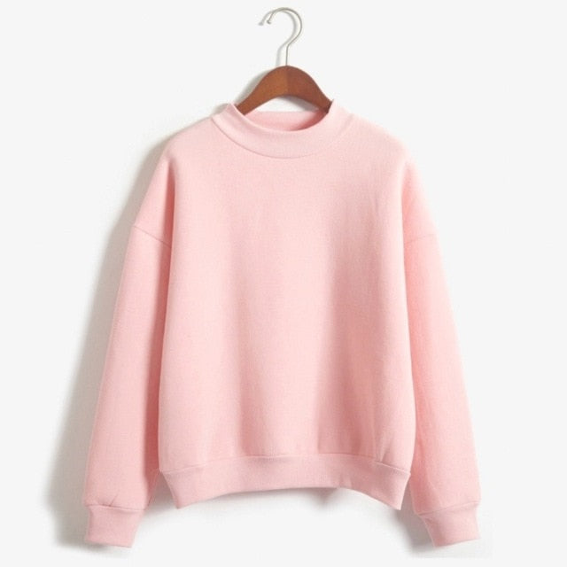 Sudaderas de mujer 2021 dulce coreano cuello redondo suéteres de punto grueso Otoño Invierno Color caramelo sudaderas sueltas ropa de mujer sólida