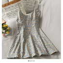 Retro Printed Sweet Style Mid-Length Beauty Back Suspender Dress for Women 2021 Summer Floral High Waist Slimming Dress