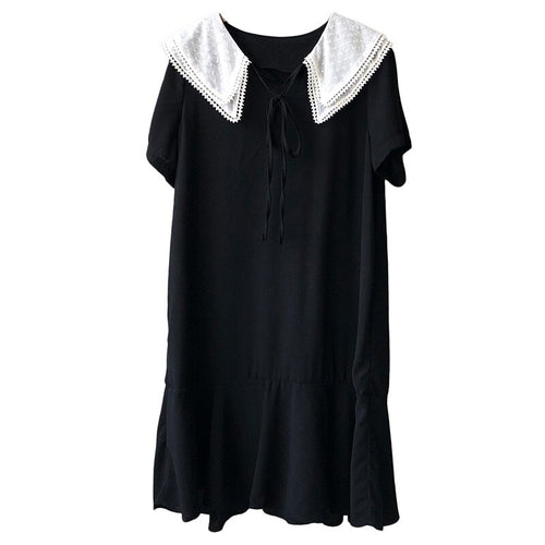 CMAZ Peter Pan Collar Solid Summer Pullover Dress Loose Style Summer Mini Dress Women Elegant  Dress 2021 2021   ZH01#