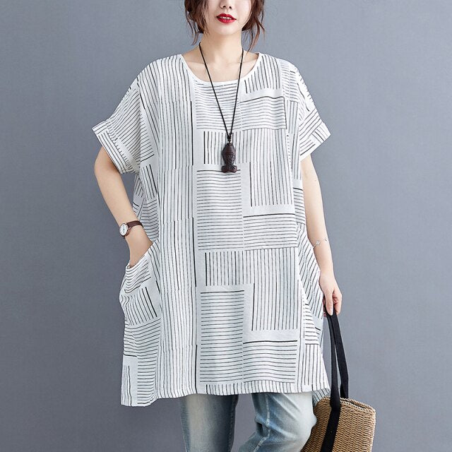 Plus Size plus Size 200 Jin Dress 2021 Summer New Style Fat Girl Slimming Loose Casual Mid-Length T-shirt Skirt Women