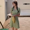 Vestido de mujer de gasa con estampado floral de verano de manga corta con cuello en v vestidos boho 3042 #