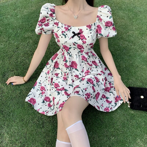 dress for women summer 2021 floral chiffon midi dresses 9393#
