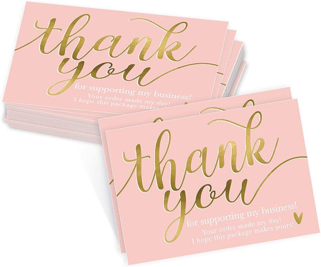 50 Stück Rosa Danke für die Unterstützung meiner kleinen Visitenkarte Danksagungskarte Wertschätzung Karton für Verkäufergeschenk 5 * 9 cm