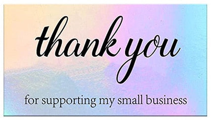 50pcs Pink Thank You for Supporting My Small Business Card Thanks Greeting Card Appreciation Cardstock for Sellers Gift 5*9cm