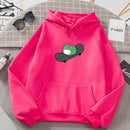 Winter  Frog Oversized Sweatshirt Men and Women Hoodies Harajuku Warm Pullover Drawstring Pink Womens Korean Style