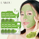 LAIKOU, 7 Uds., mascarilla de barro de arcilla verde Matcha, antiarrugas, paquetes faciales nocturnos, círculo oscuro, mascarilla hidratante antienvejecimiento para el cuidado facial