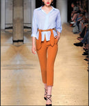 See Orange Fashion 2017 Summer Autumn Silk Suits With Sashes Lady Casual Office Two Piece Sets High Quality Women Suits SO676703