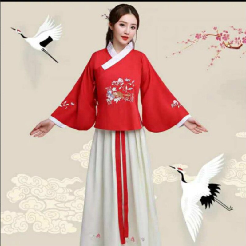 Frühling und Herbst im chinesischen Stil, täglich Hanfu, erwachsene Studentinnen, Trachtenstickerei, frischer und eleganter Fotoanzug