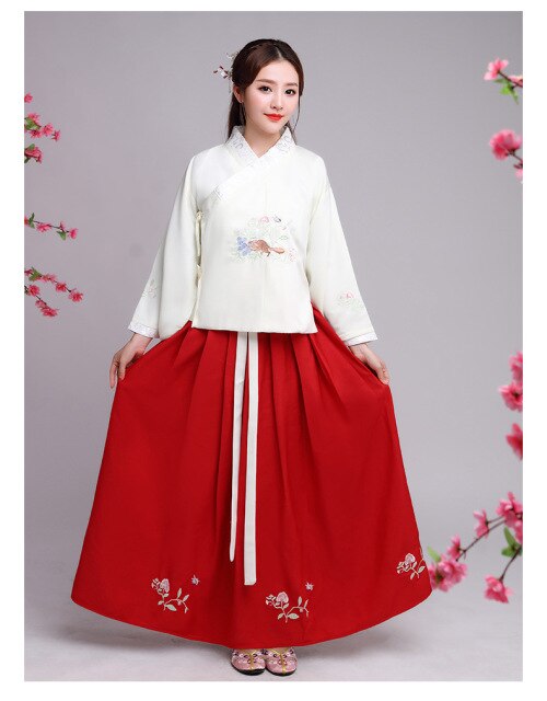 Estilo chino primavera y otoño diario Hanfu adultos mujeres estudiantes traje tradicional bordado traje de foto fresco y elegante