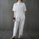 2021 chinese cotton and linen hanfu suit women improved retro qipao collar tea art suit oriental home service yoga tang suit