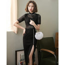 Autumn and Winter New 2020 Modified Cheongsam Daily Retro Young Lace Long Dress Cheongsam Dress B411