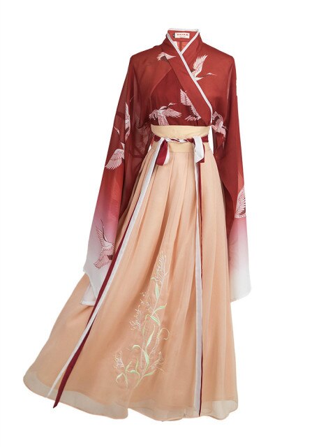 Estilo chino Hanfu primavera y otoño diario adultos mujeres estudiantes traje tradicional bordado traje de foto fresco y elegante