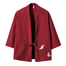 Streetwear Kimono Strickjacke Sommer Tops für Männer 2021 Kran Stickerei Freizeithemden männlich Harajuku Vintage Kleidung 5XL